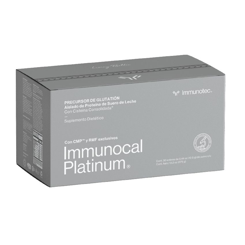 Immunocal Platinum con precursores de glutatión y proteína aislada de suero de leche.