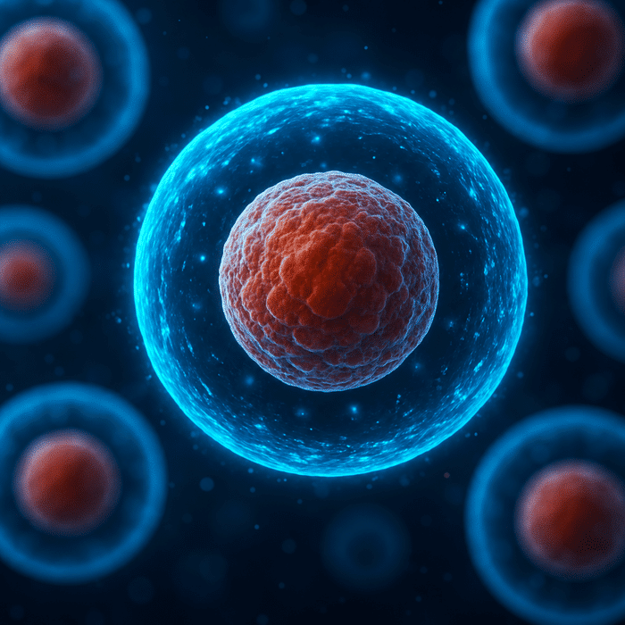 Célula digital utilizada para explicar los beneficios de Immunocal y su relación con el glutatión.